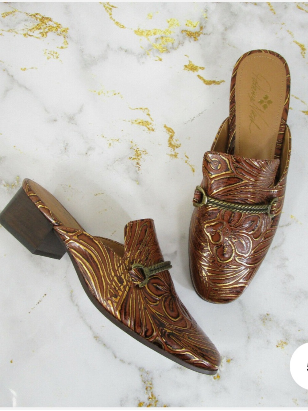 Patricia Nash Tilly Brown Leather Slip-On Mules